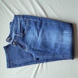 EUC Express Rerock Low Rise Skinny Jeans Distressed Size 8 / 8R